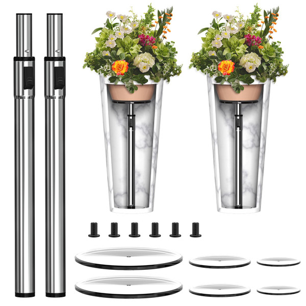 Hazztoll Adjustable Plant Risers, 2 Set Rise Plant Risers for Pots Outdoor, Metal Lift Insert for Tall Taper Flower Pots (6" 8" 10" Base or Top)