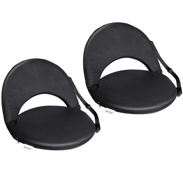 lensun 2PCS Extra Wide Portable Stadium Seat Chair Set of 2 Folding Reclining Seat for Bench Bleachers 6-Posisition Picnic Bleacher Seats w/Back Support&Shoulder Strap, 100% Water Resistant