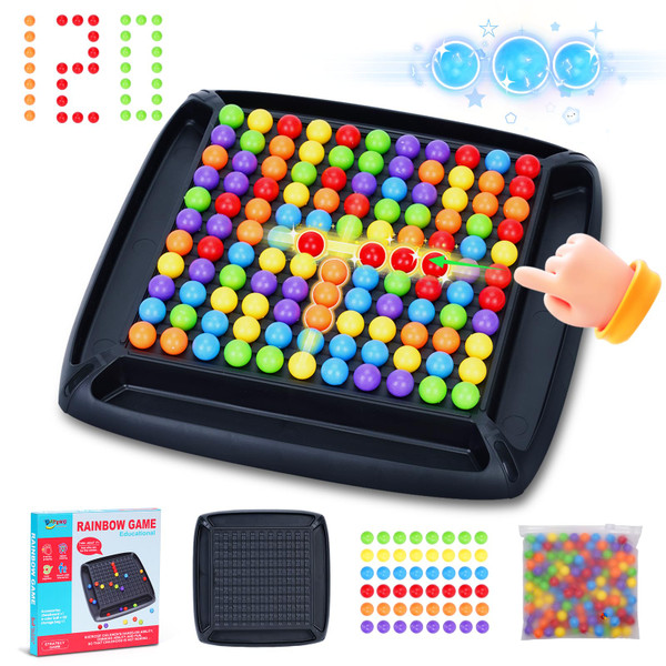 Gencokok 120PCS Intellectual Chessboard - Dual Duel, Strategy Board Games Chess Board with 120 Rainbow Ball, Fun Table Top Strategy Game, Strategy Board Games Chess Board for Kids & Adults (D)