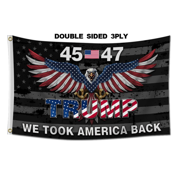 Trump Flags 3x5 Outdoor Made in USA-Double Sided 3 Ply Heavy Duty Take America Back Trump 2024 Flags Banner for Outside with 2 Brass Grommets(black)
