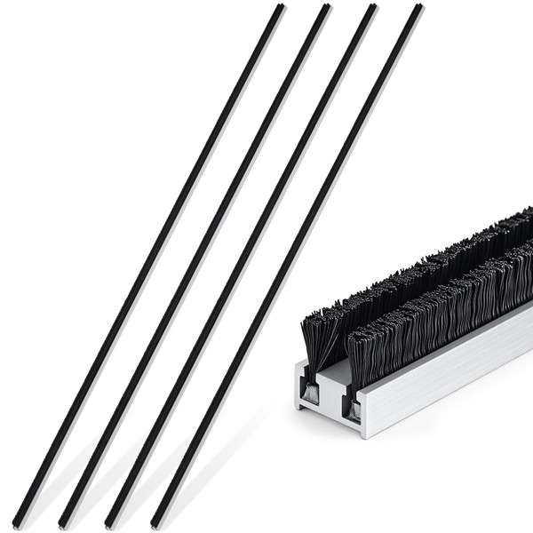Pushglossy 4 Pcs 42 Inch Commercial Door Weather Stripping 1/2" W x 9/32" H Astragal Weatherstripping for Commercial Entrance Door Seal