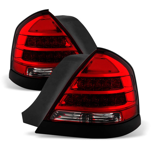 ACANII - For 1998-2011 Ford Crown Victoria LED Tail Lights Lamps Black Trims 98-11 Left+Right