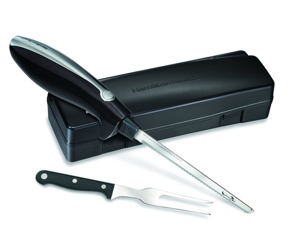 Hamilton Beach Electric Knife for Carving Meats, Poultry, Bread, Crafting Foam and More, Storage Case and Serving Fork Included, Black