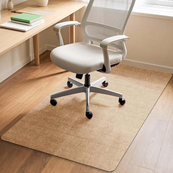 Office Chair Mat for Hardwood Floors 55" x 35", Durable Non-Slip Large Tile Floor Protector, Anti-Scratch Thick Heavy-Duty Recyclable Gliding Desk Mats for Computer Rolling Chairs, Khaki/Camel