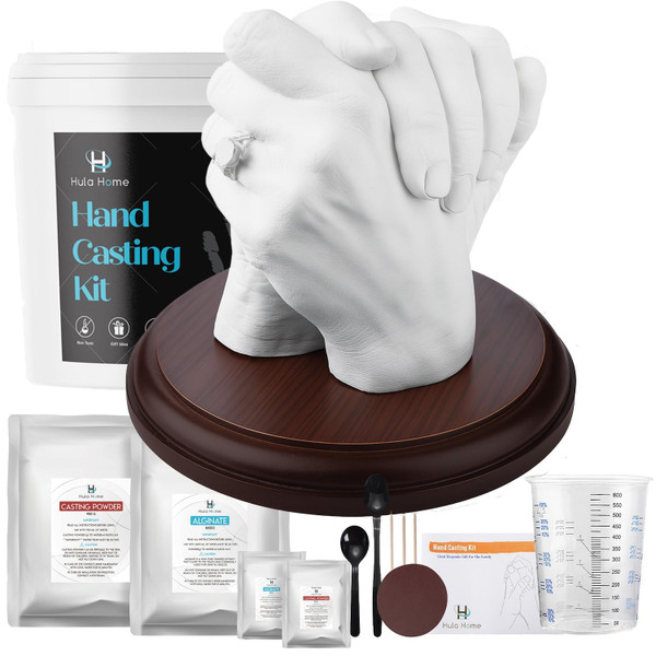 Hula Home Hand Casting Kit for Couples or Family with Mounting Plaque | Anniversary DIY Gifts Her & Him, Keepsake Sculpture Wedding Kids,