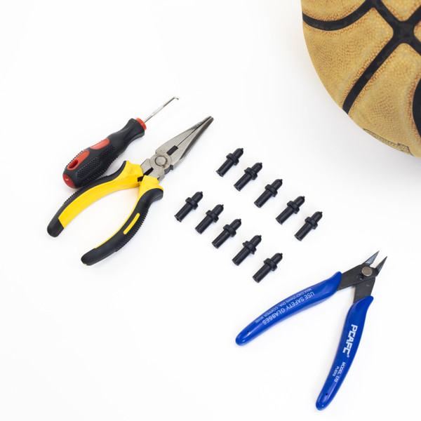 Rowland Harbor 10 Basketball Valves & Leak Repair Kit - Ball Doctor for Inflatable Balls (Nozzle, Needle-Nose Pliers, Crochet Hook, Diagonal Pliers) - for Basketball, Football, Volleyball and More