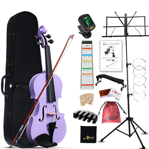 Aileen Violin 4/4 Full Size for Adults Beginners, Purple Fiddle Starter Kit for Students Age 12+, including Music Stand, Unique New Fingerboard Sticker, Mute