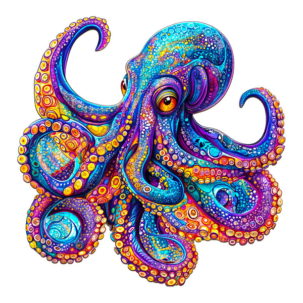 Jigfoxy Wooden Puzzles for Adults, Octopus Wooden Puzzle for Adults, Unique Animal-Shaped Wooden Jigsaw Puzzles, Christmas Thanksgiving Gifts for Family and Friends (S-8.5 * 8.4in-100pcs)