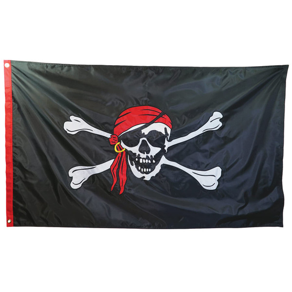 In the Breeze Jolly Roger Embroidered 3x5 Double Sided Grommet Flag, Outdoor Pirate Flag, 3712