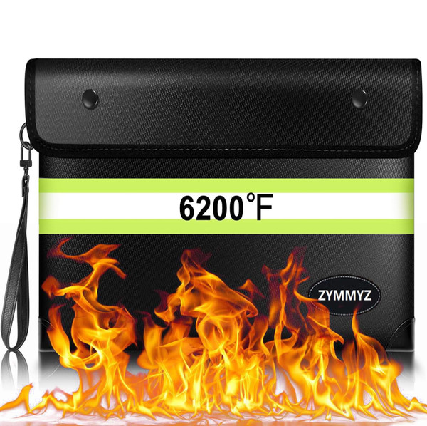 Upgraded Insulated Fire Proof Money Bag for Cash,6200℉ Fireproof&Waterproof Document Pouch with Water Resistant Zipper,Fireproof Envelopes for Important Documents,Valuables（Not Suitable for A4 Files）