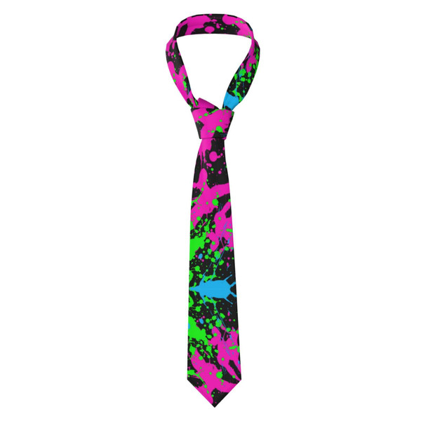 LXWGH Glow In Dark Splatter Neon Ties For Men Fashion Neck Ties Business Necktie Novelty Neckties For Parties Holiday