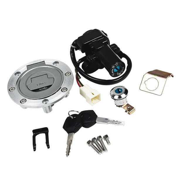 TOTMOX Ignition Switch Gas Tank Cap Lock Kit Compatible with Yamaha 4 Wire 2 Plug Motorcycle, Fjr1300 2001-2005, Yzf R1 2007-2011, Yzf R6 2004 2006-2011, Yzf R6S 2004, 2006-2009, Fz6 2004-2010