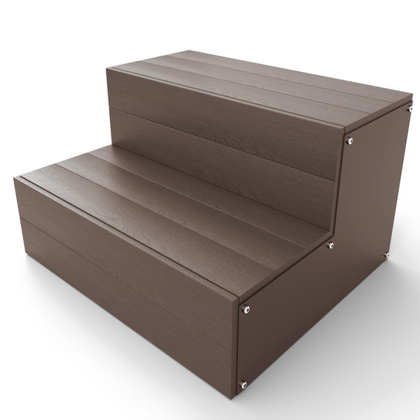 Hot Tub Steps, Universal Heavy Duty Spa & Hot Tub Step, Wood Looking Plastic Steps for Hot Tub, Use for Round or Straight Sided Spa, Non-Slip Steps for Outdoor/Indoor, 600lbs Load Capacity