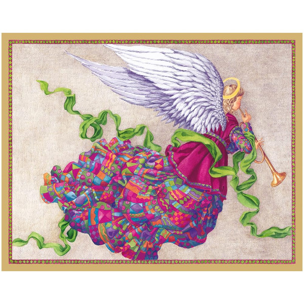 Caspari Trumpeting Colorful Angel Mini Boxed Christmas Cards - 16 Christmas Cards & 16 Envelopes