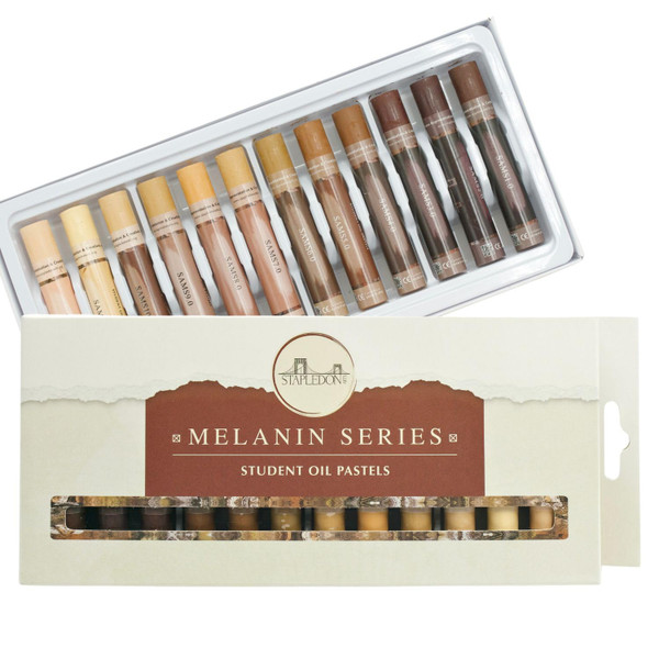 STAPLEDON ARTS - Melanin Series Oil Pastels for Artists, 12 Skin Tone Colors, Soft Student Grade Quality