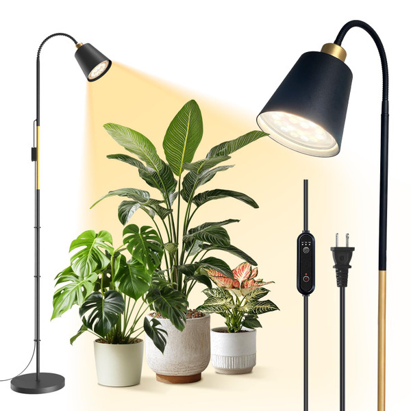 Bstrip Grow Light for Indoor Plants, 65" Tall Standing Grow Light, 18W Non-Dimmable LED Plant Light with Optical Lens, Full Spectrum Plant Light with Flexible Gooseneck & Smart Timer