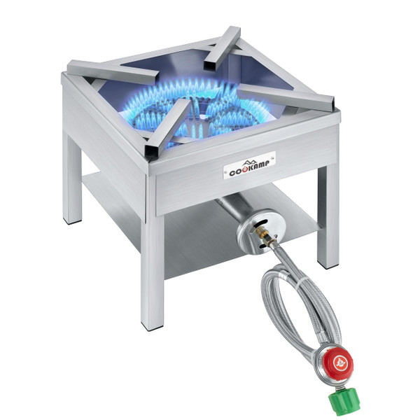 COOKAMP Stainless Steel Burner Propane Burner, 260,000BTU High Pressure Outdoor Propane Cooker, Heavy Duty Gas Burners for Outdoor Cooking For Turkey Fry, Seafood Boil(Stainless Steel) SS1750