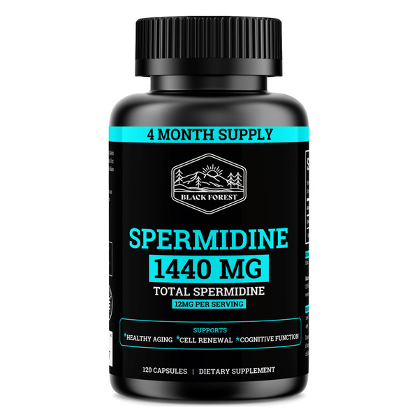 Spermidine Supplement (1440mg of 99% Pure Spermidine Supplements For Women & Men) 4 Months Supply (100X More Potent Than Wheat Germ Extract) 12MGS Per Serving For Cellular Health, Anti-Aging & Energy
