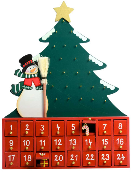 Kurt S. Adler Wooden Snowman with Tree Advent Calendar