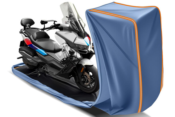 TAJSJNG Full Enclosed Motorcycle Cover Waterproof Outdoor/Indoor Storage Waterproof Motorcycle Cover Heavy Duty Fits Scooter/Moped/Dirtbike Motorcycles Length up to 86.5" with Reflective Strips