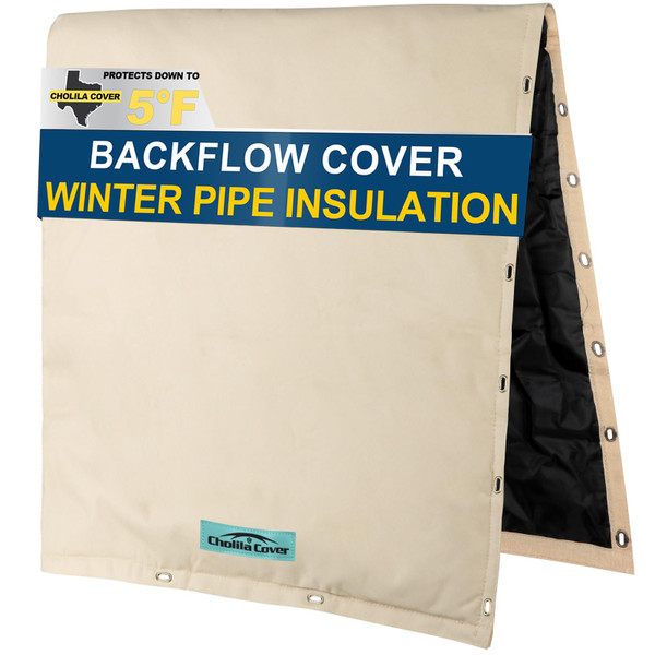 Cholila Cover Backflow Preventer Cover Insulated (5°F) 36''W x 24''H for 2-Way Opening Pipes with Aluminum Foil - Backflow Insulation Cover with Thicker 7 Layers Fabric - Sprinkler Covers for Outside