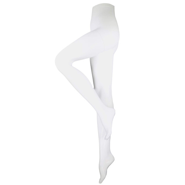 NuVein Compression Pantyhose, 15-20 mmHg Support, Women's Sheer Nylon Hosiery Tights, Closed Toe, White, Medium