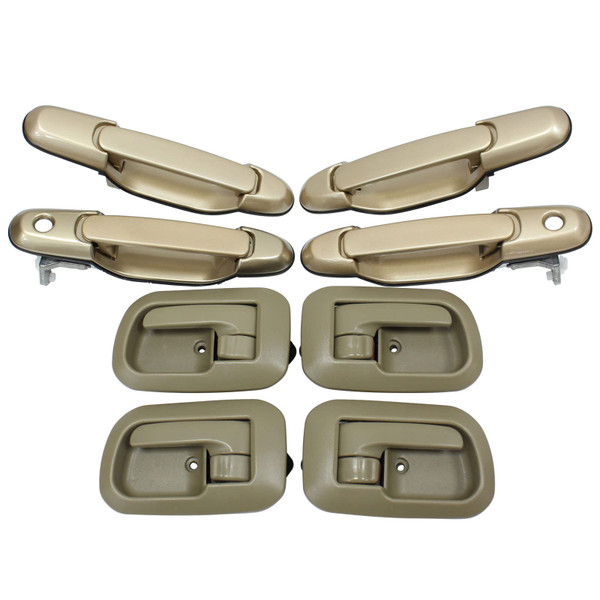 MOTOKU Set of 8 Beige Interior and Exterior Door Handle for Toyota Sienna 1998-2003 Front Rear Left Driver and Right Passenger Side