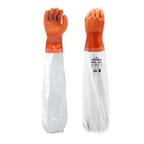 SHOWA Atlas 640 Full Arm Double Dipped PVC Chemical Resistant Safety Glove with Cotton Liner, 26" Length, Large (12 Pair) SHOWA Atlas 640 Full Arm Double Dipped PVC Chemical Resistant Safety Glove with Cotton Liner, 26" Length, Large (12 Pair)