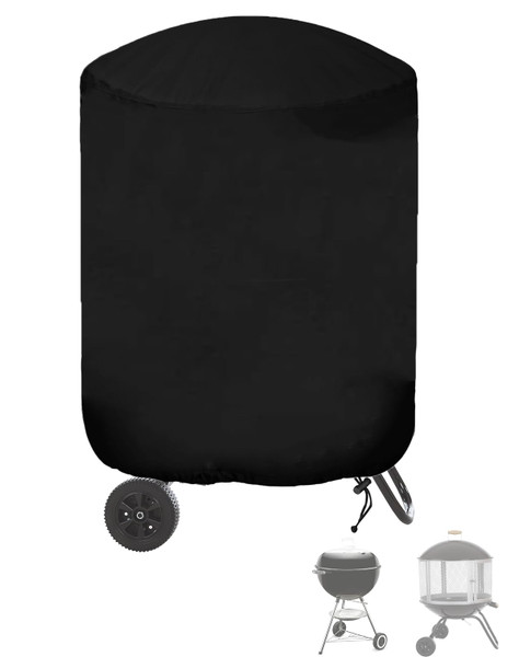 SheeChung Outdoor Fireplace Cover for Fire Sense 01471 Fire Pit,Waterproof Round Grill Cover 30 Inch,Heavy Duty 600D Outside Round Covers for BBQ Grill Smoker,UV Resistant,30"Dx43"H