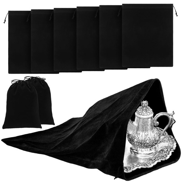 Ferraycle Silver Storage Bags Oversized 24 x 32 Inch Zipper Anti Tarnish Cloth Bag for Silver Storage, Tray, Jewelry, Flatware, Vase, Polishing,Tarnish Cleaning(Black)