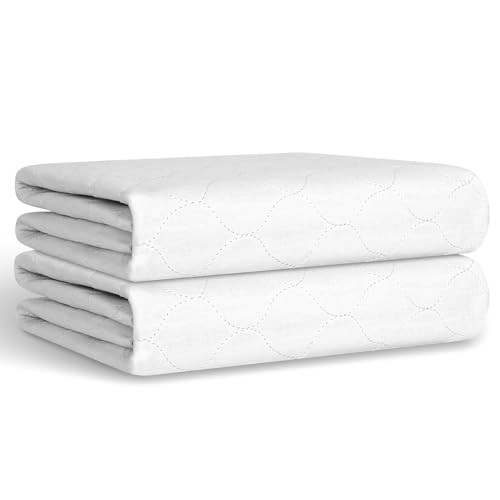 Ultra Soft Quilted Washable and Reusable Incontinence Bed Underpads, 34"X36" (2 Pack), Waterproof Sheet and Mattress Protectors