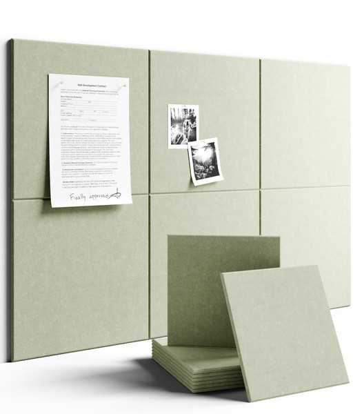 Fluxynara Large Felt Bulletin Board 36" x 24" Cork Board Alternative-6 Pack with 40 Safe Removable Adhesive Tabs, Cork Boards for Walls Cork Board for Home Office Classroom Pin Board - Sage