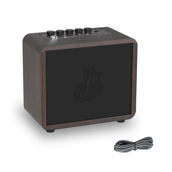 JUSTPRO 15W Mini Guitar Amp, Portable Acoustic/Electric Guitar Amplifier Rechargeable, Wireless Guitar Practice Amp with Reverb, Chorus & Delay, Supports OTG, AUX, REC, Bass and Treble Control