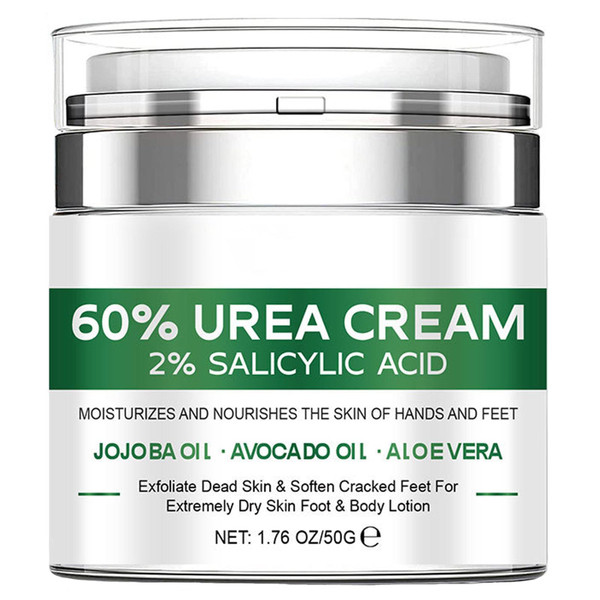 Krmspe 60% Urea Cream plus 2% Salicylic Acid, Urea Cream 60 Percent for Feet & Hands Maximum Strength Moisturizer for Rough, Dry, Thick & Cracked Skin, Exfoliates Dead Smoothing Skin 1.76 Oz