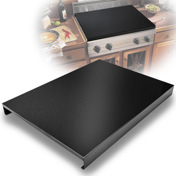 Gas Stove Cover Board, Resistance to Heat Range Covers for Gas Stove, Large Black Stove Top Covers (L30’’ x W22'' xH2.75'') with Anti-slip Silicone Feet, Anti-collision Corner Guards