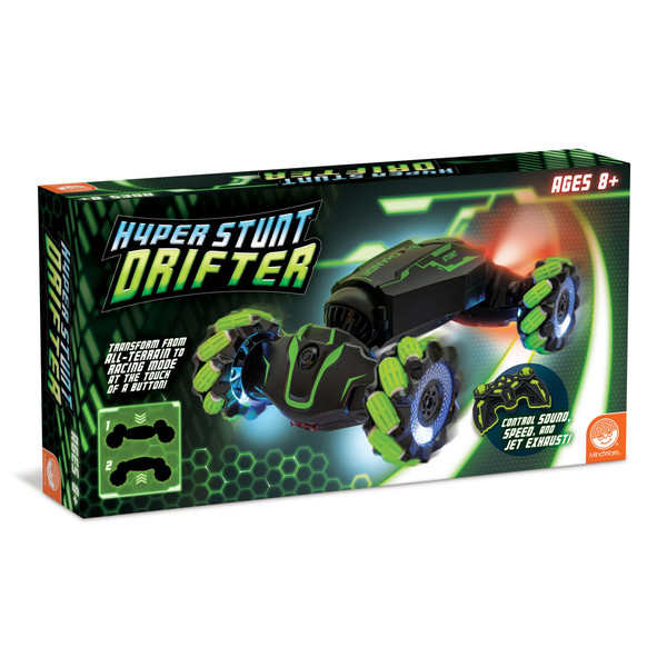 MindWare Hyper Stunt Drifter Remote Control Car - 360° Rotating 4WD RC Car for 8 Year Olds and Up