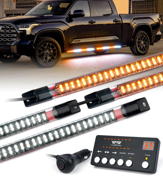 LUMENIX 70 Inch Emergency Running Board Rigid Strobe Lights Strip Bar 864 LED Flashing Warning Safety Light with Controller for Construction Vehicles Work Commercial Trucks Pickups Cars - Amber White LUMENIX 70 Inch Emergency Running Board Rigid Strobe Lights Strip Bar 864 LED Flashing Warning Safety Light with Controller for Construction Vehicles Work Commercial Trucks Pickups Cars - Amber White