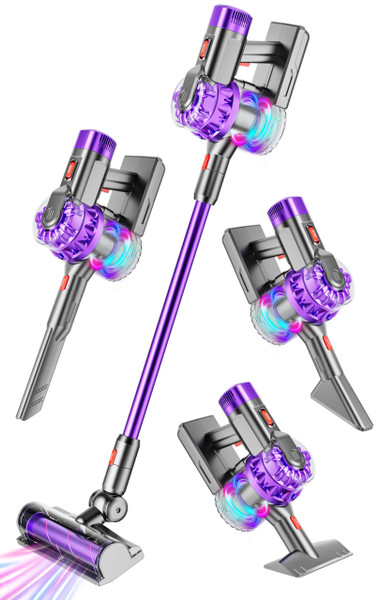 BLAXTEM 4-in-1 Kids Toy Vacuum That Really Works, Toddler Pretend Play Cleaning Set with Real Suction, Toys Working Cleaner Birthday Idea for 3 4 5 6 7+ Year Girl Boy (Purple)