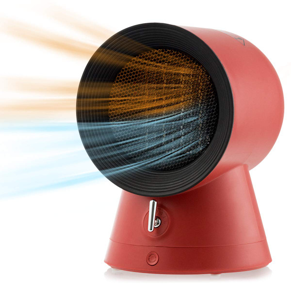 COSTWAY 2 in 1 Heater and Fan Combo, 1500W Portable Electric Ceramic Heater w/Fast Heating & Fan Mode, 60°Adjustable Angle, Small Desktop Space Heater Fan for Indoor Use, Bedroom, Office Desk (Red)