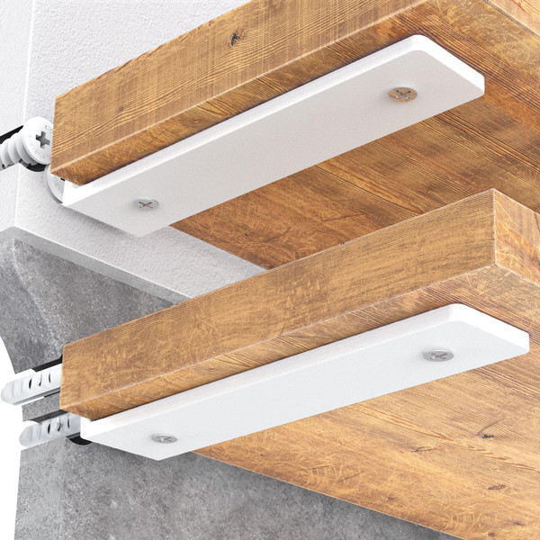 Goovilla Heavy Duty Floating Shelf Brackets, 8 Inch, 4 Pack, White, Steel, Wall Mount