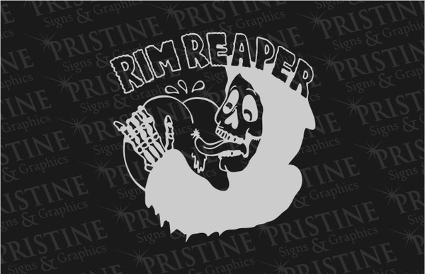 Rim Reaper Decal - Car Sticker - Truck Sticker - Window Sticker - Motorcycle Sticker - Choose Color by Pristine Signs & Graphics, LLC (Silver)