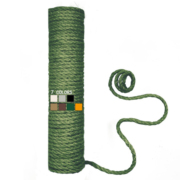 XRzitky Natural Sisal Rope for Cat Scratcher, 1/4 Inch 65FT Sisal Rope for Cat Scratching Post Repair Replacement, Multi Color Cat Scratch Tree Rope Replacement, Cactus Green
