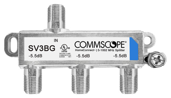 CommScope SV3BG HomeConnect 3-Way Balanced Coaxial Cable Splitter 5-1002 MHz CATV 120 dB 75 ohm Indoor/Outdoor