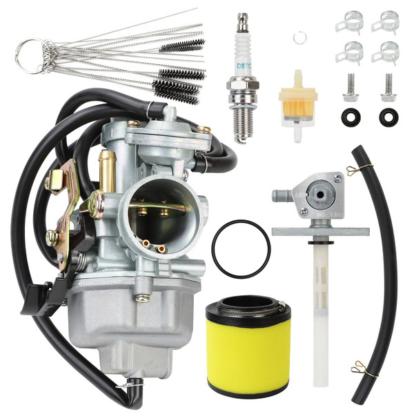 Recon 250 Carburetor Kit for Honda TRX 250 TRX250 Fourtrax TRX250EX TRX250TM TRX250TE TRX250ES TRX250ER (1997-2007 ATV) Carburetor Replacement with Fuel Tank Petcock Valve, Air Filter & Spark Plug