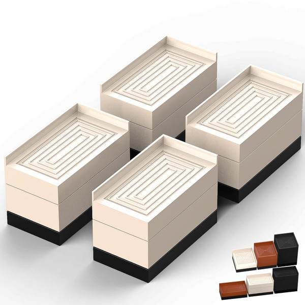 Furniture Risers, Tclouda Bed/Sofa/Desk/Table/Chair Leg/Fridge Lifts to 1.5, 3 and 4 in, Rectangle Adjustable Risers Blocks for Extenders, Heavy Duty Supports Up to 1300 Lbs, 3 in-Apricot-Rectangle