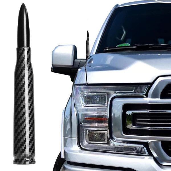 CZSWCH 50 Cal Truck Bullet Antenna Carbon Fiber Design Compatible with Ford F150 F250 F350, Dodge RAM 1500, Chevy Silverado,GMC Sierra, Jeep Wrangler/Gladiator, Toyota Tundra/Tacoma.1990-Current.