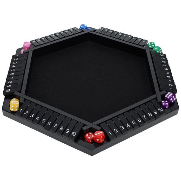 Pacific Shore Games Shut The Box Game 6 Player – Black Painted Wood, Wooden Board Game, Table Games for Adults, Bar Games, Portable Dice Game for 1-6 Players, Classic Games