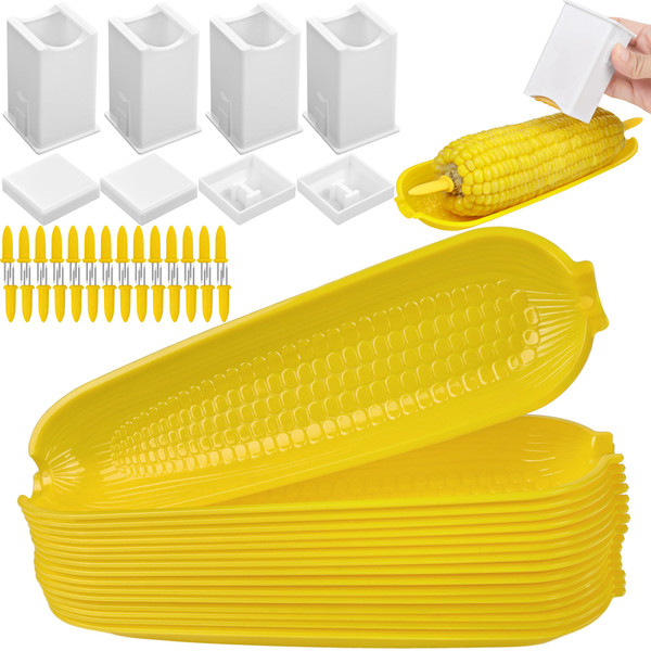 Aodaer Plastic Corn Trays Corn Cob Holders and Dish Set with Corn Butter Spreaders Corn on the Cob Skewers Corn Dish Corn Holders Service Tray BBQ Tools Cob Dinnerware Set Aodaer Plastic Corn Trays Corn Cob Holders and Dish Set with Corn Butter Spreaders Corn on the Cob Skewers Corn Dish Corn Holders Service Tray BBQ Tools Cob Dinnerware Set