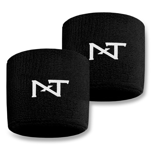 1 Pair Nxtrnd Sports Wristbands, Sweat-Absorbent Sweat Bands, Accessory for Football, Basketball, Tennis (Black)
