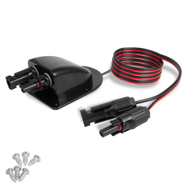 Waterproof Solar Double Entry Gland with 3ft Extension Cable and MC4 Connector - UV Resistant ABS Material for RV/Boat/Caravan